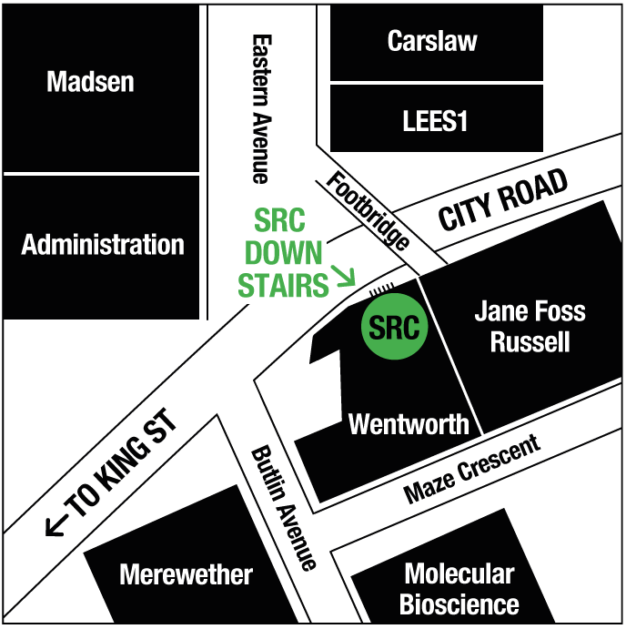Diagram map of location of SRC offices on campus